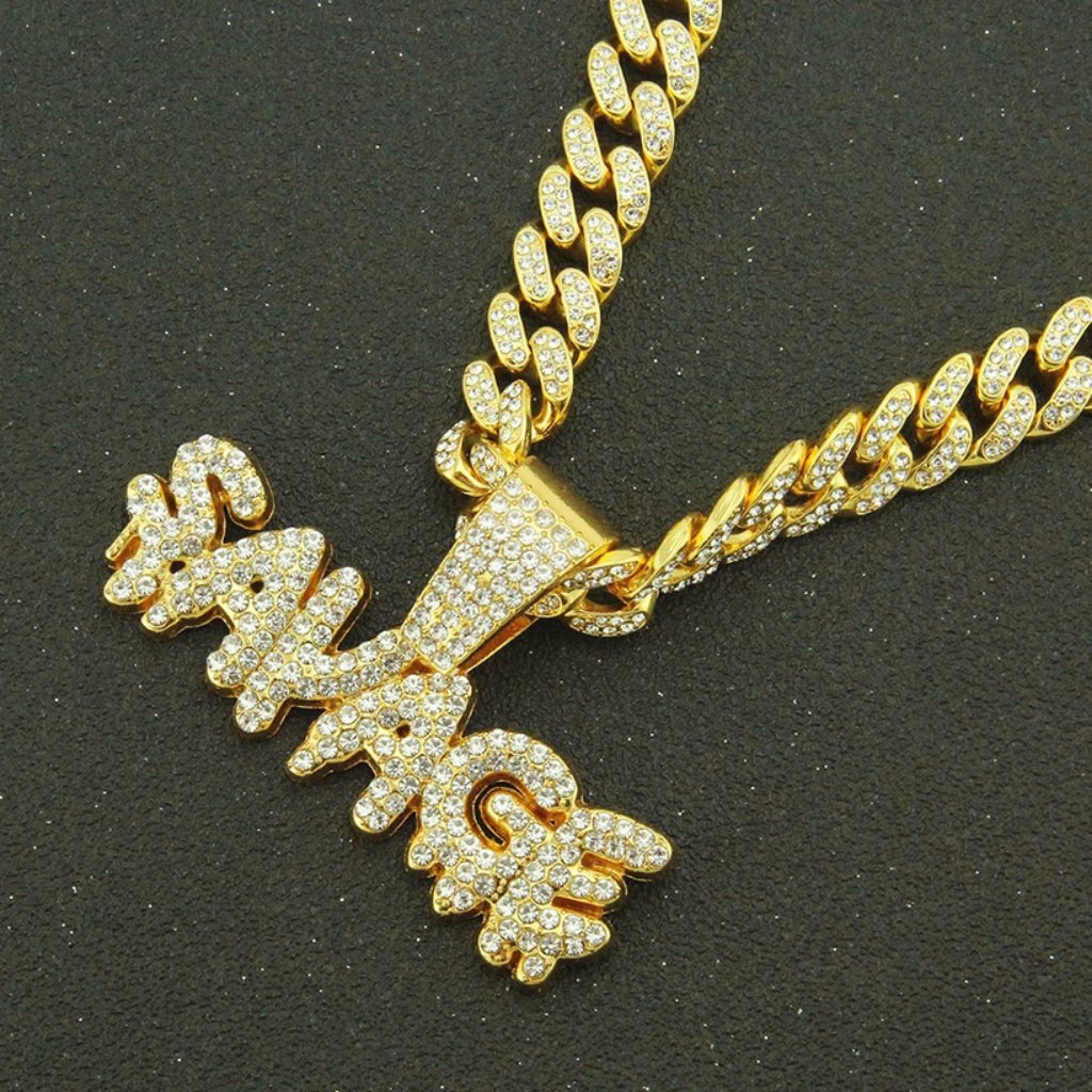 Hip Hop Bling Bling Iced Out Savage Pendant Chain Necklace